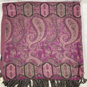 Neiman Marcus Wool Shawl Wrap Scarf Paisley WhimsiGoth Festival Fringe Gypsy
